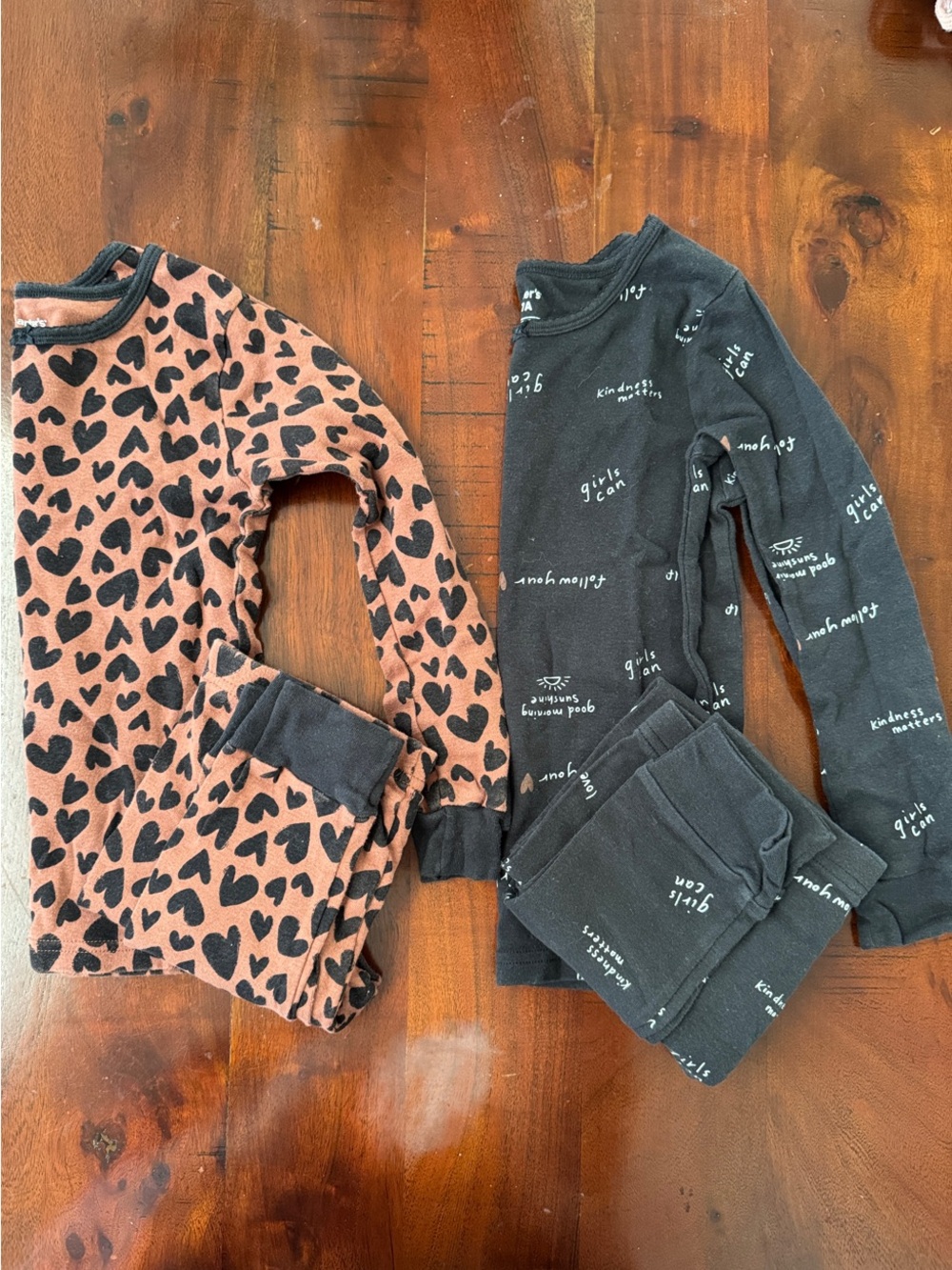 Kids cotton Carter’s Two-Tone Heart and Graphic Pajama Set - brown black